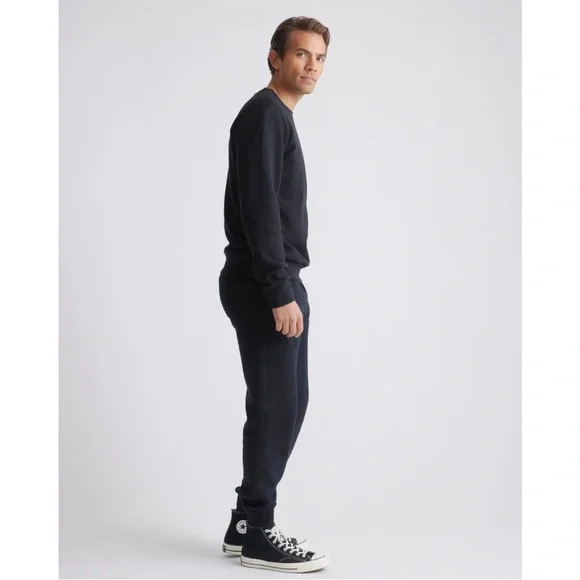 Quince Men's Organic Heavyweight Crew Fleece Black Size Medium - Picture 6 of 11